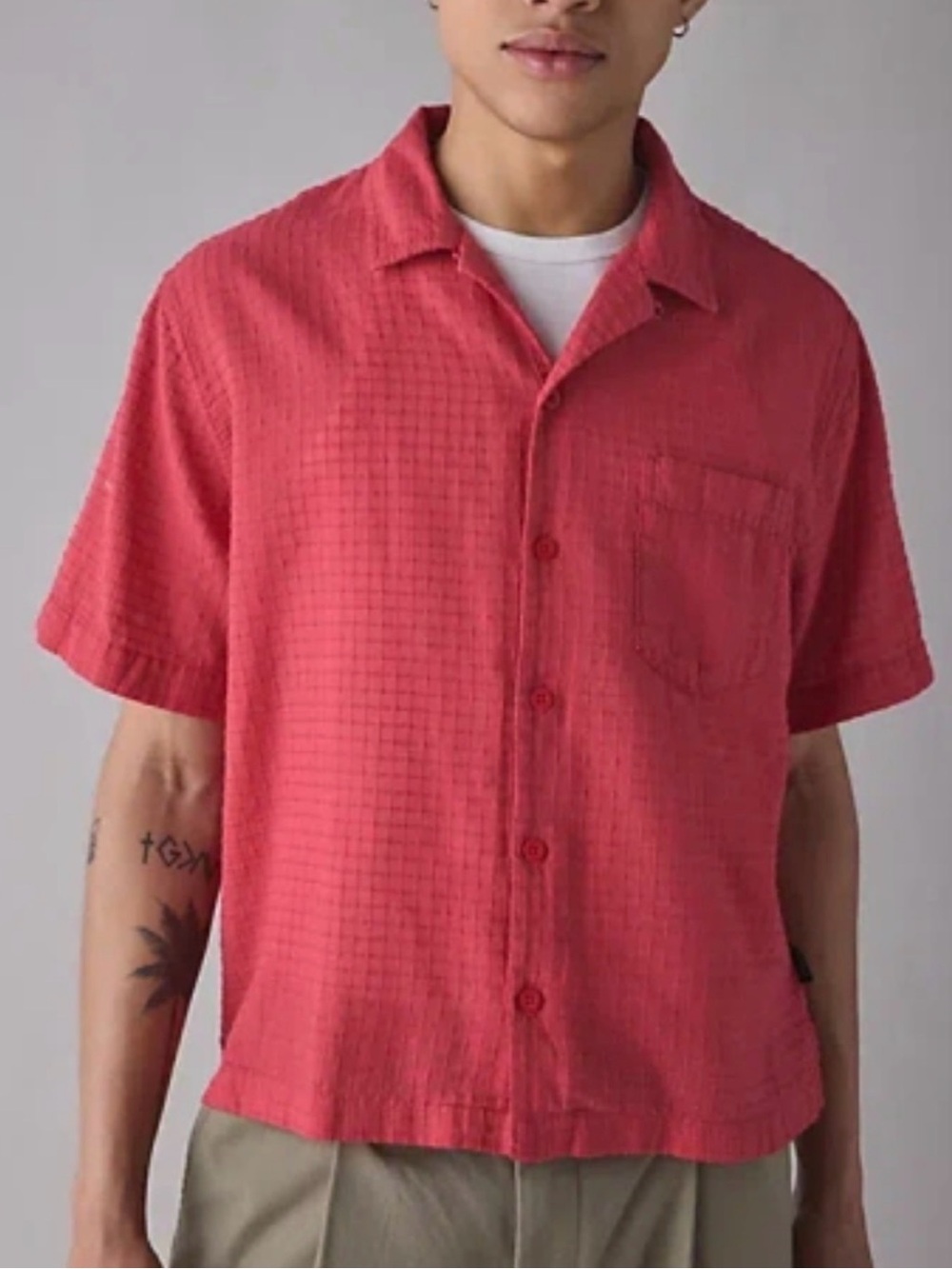 Urban outfitters standard cloth Liam textured button down shirt red XL NWT NEW
